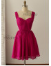 Burgundy Chiffon Short Prom Dress